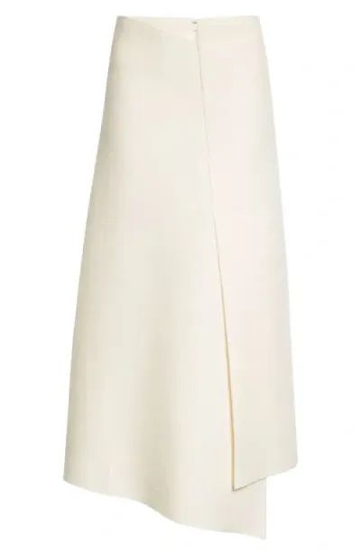 Gia Studios Asymmetric Wool Blend Midi Skirt In Cream