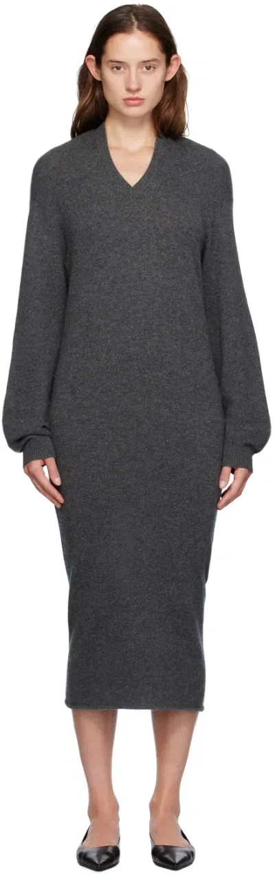 Gia Studios Gray Wool & Cashmere Midi Dress In Slate