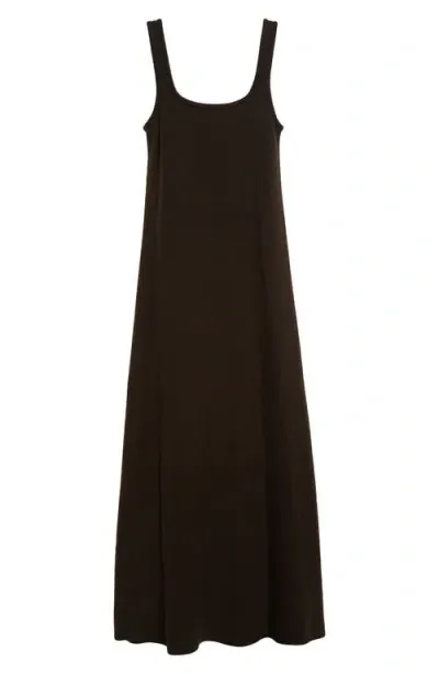 Gia Studios Scoop Neck Wool Blend Midi Dress In Dark Brown