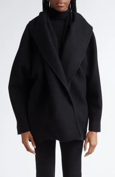 Gia Studios Shawl Collar Wool Blend Jacket In Black