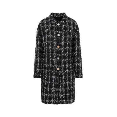 Giambattista Valli Checked Tweed Coat In Black