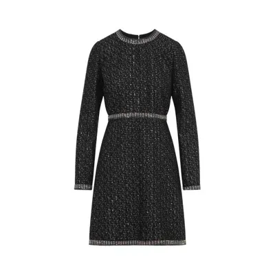 Giambattista Valli Black Bouclé Micro Sequins Cotton Mini Dress