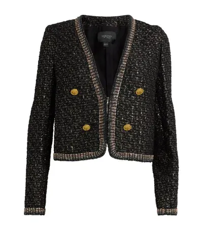 Giambattista Valli Sequin-embellished Tweed Jacket In Black