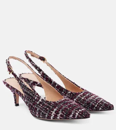 Gianvito Rossi Slingback-pumps 55 Aus Tweed In Burgundy