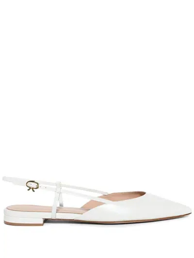 Gianvito Rossi Pointed-toe Flat Ballerina Shoes In White