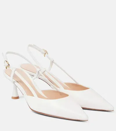 Gianvito Rossi Bridal Ascent 55 Leather Slingback Pumps In White