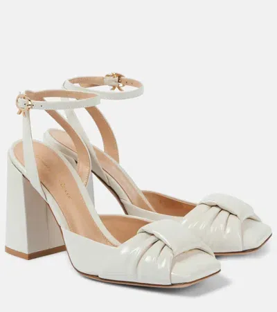 Gianvito Rossi Draped Bow Patent Leather Pumps In White