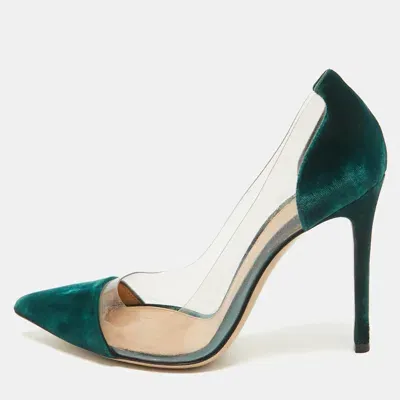 Pre-owned Gianvito Rossi Green Pvc And Velvet Plexi Pumps Size 38