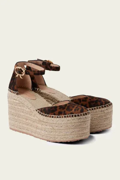 Gianvito Rossi Leopard-print Suede Espadrille Platform In Brown In White