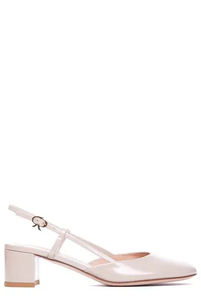 Gianvito Rossi Tokio Block Heel Slingback Pumps In White