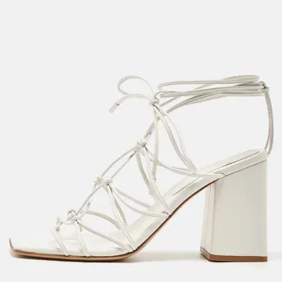 Pre-owned Gianvito Rossi White Leather Minas Sandals Size 40