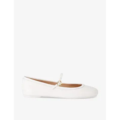 Gianvito Rossi Womens White Carla Ribbon-buckle Leather Flats