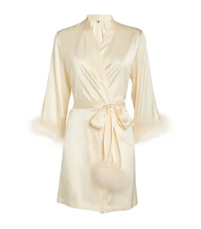 Gilda & Pearl Silk Celeste Short Robe In Ivory