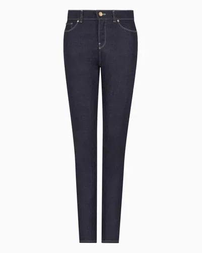 Giorgio Armani Five-pocket, Slim-fit, Stretch Cotton-denim Trousers In Blue