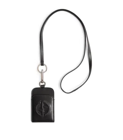 Giorgio Armani Leather Logo Badge Holder In Black