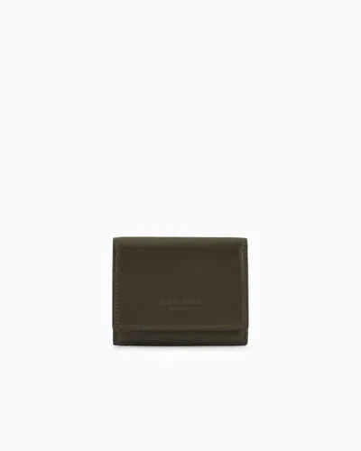 Giorgio Armani Nappa-leather Trifold Wallet In Green