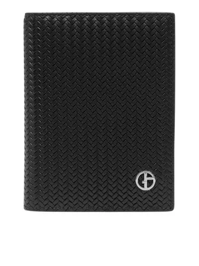 Giorgio Armani Leather Passport Holder In Black