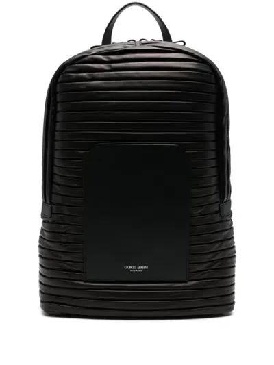 Giorgio Armani Ribbed Backpack In Black