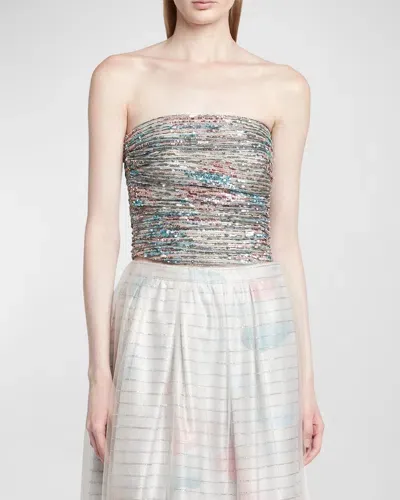 Giorgio Armani Sequin Embellished Bustier Top In Multi