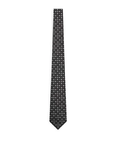 Giorgio Armani Silk Jacquard Tie In Black