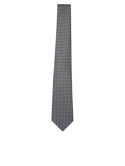 Giorgio Armani Woven Print Silk Tie In Black