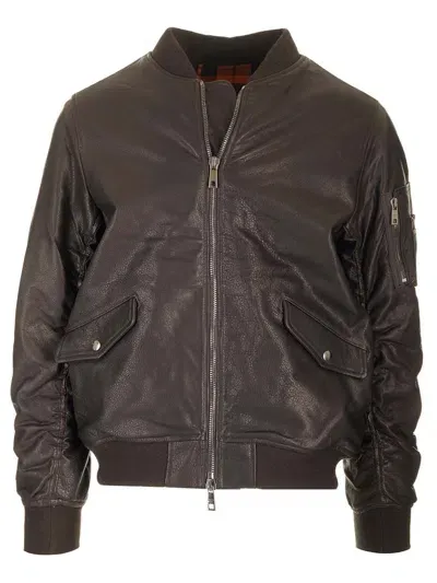 Giorgio Brato Brown Lambskin Bomber Jacket