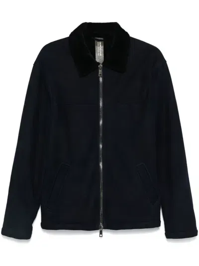 Giorgio Brato Leather Jacket In Blue