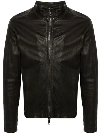 Giorgio Brato Leather Jacket In Brown