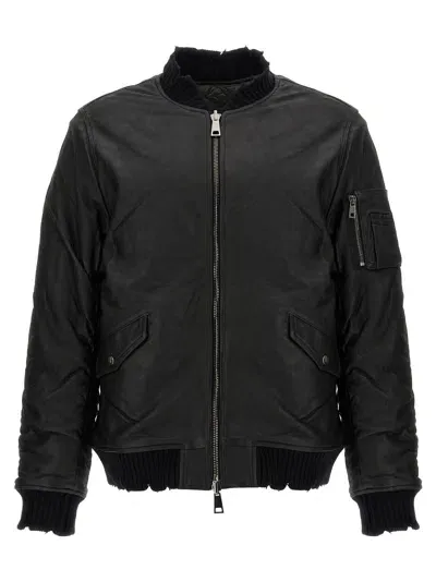 Giorgio Brato Reversible Leather Bomber Jacket In Black