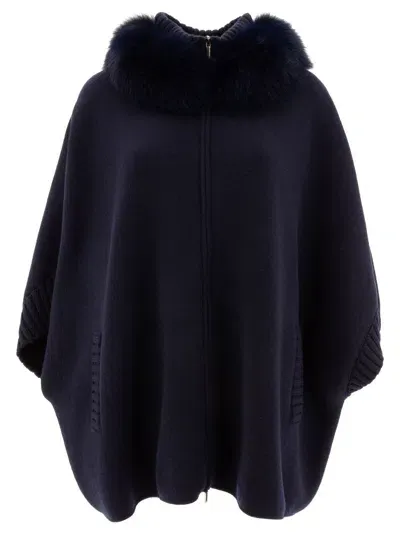 Giovi Wool And Cashmere Poncho In Blue