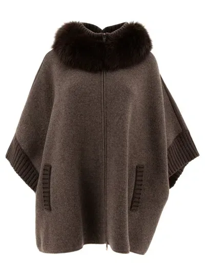 Giovi Wool And Cashmere Poncho In Brown