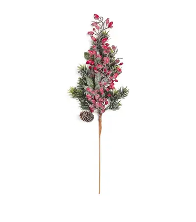 Gisela Graham Frosted Fir And Rosehip Branch In Red