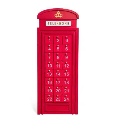 Gisela Graham Telephone Box Advent Calendar In Red