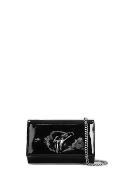 Giuseppe Zanotti Cleopatra Logo Plaque Clutch Bag In Black