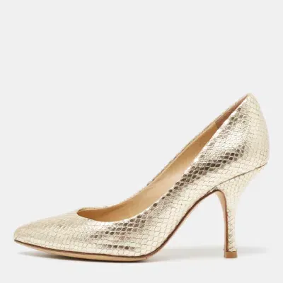 Pre-owned Giuseppe Zanotti Gold Snakeskin Embossed Leather Lucrezia Pumps Size 35