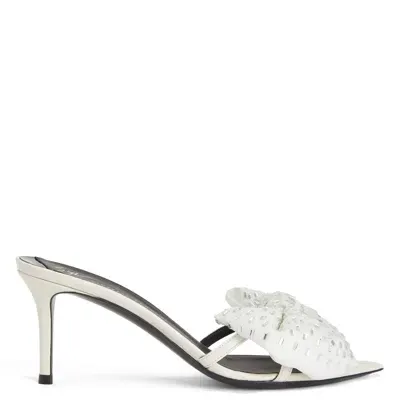 Giuseppe Zanotti Intriigo Alexandrine Leather Mules In White