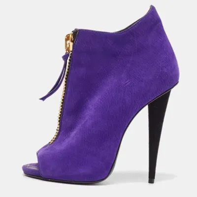 Pre-owned Giuseppe Zanotti Purple Suede Ankle Boots Size 36