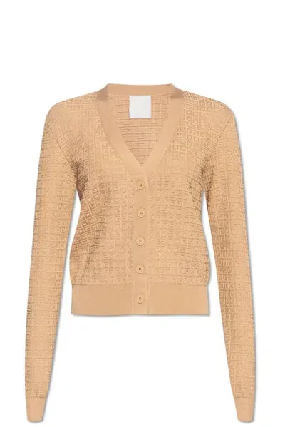 Givenchy 4g Jacquard Knitted Cardigan In Beige