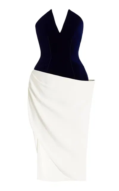 Givenchy Asymmetric Crepe Bustier Midi Dress In Ivory