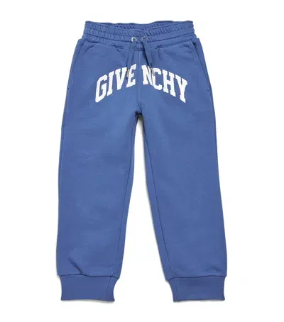 Givenchy Kids' Cotton-blend Logo Sweatpants In Blue