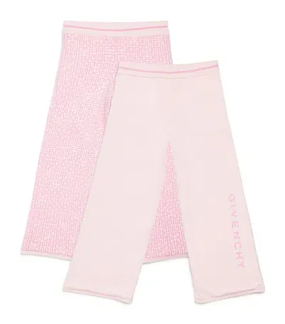 Givenchy Kids' Cotton-cashmere Logo Reversible Trousers In Pink