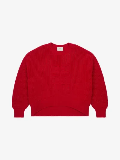 Givenchy Cropped 4g Sweater In Waffle Wool In Red