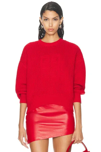 Givenchy Cropped Crewneck Sweater In Red