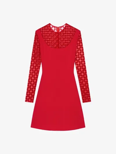 Givenchy Dress In Jersey And Monogram 72 Tulle In Red