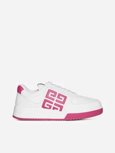 Givenchy White 4g Leather Low Top Sneakers In White Pink