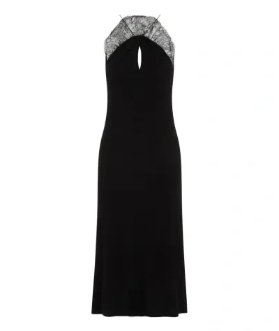 Givenchy Halter Collar Lace Midi Dress In Black