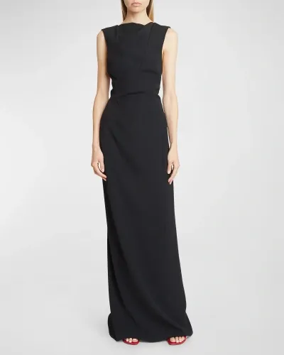 Givenchy High-neck Backless Column Gown In Black