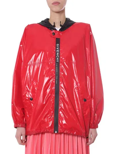 Givenchy Hooded Wind Jacket In Red