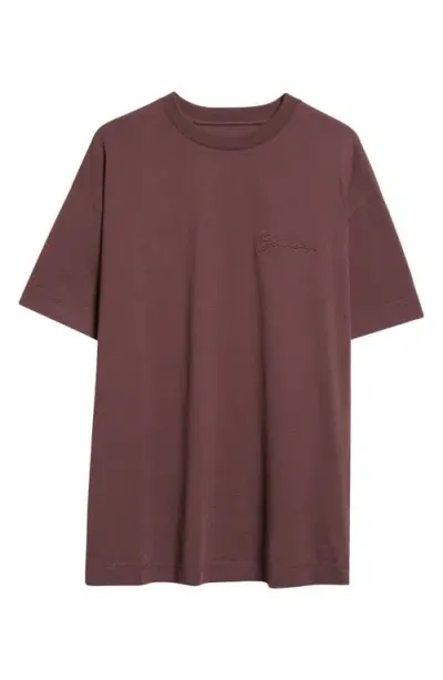 Givenchy Logo Embroidered T-shirt In Burgundy