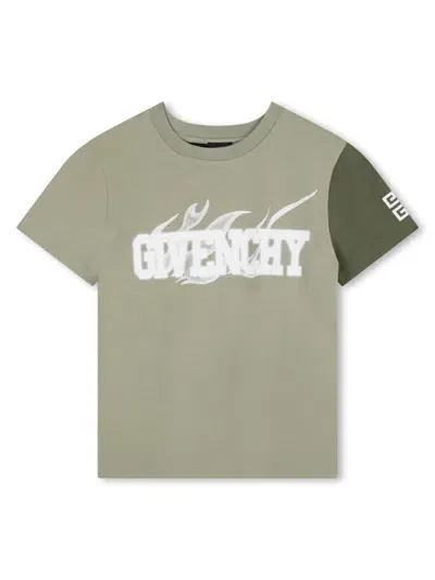 Givenchy Kids' Logo-print Organic Cotton T-shirt In Green